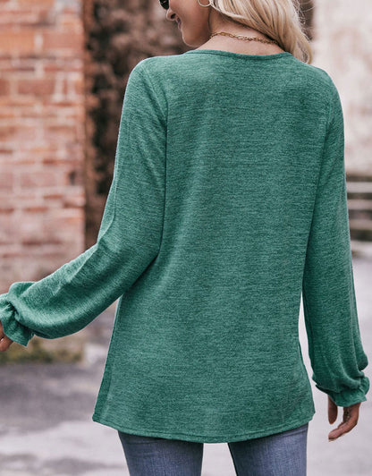 Screw Neck Long Sleeves Top