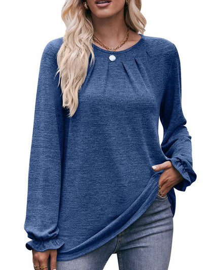 Screw Neck Long Sleeves Top