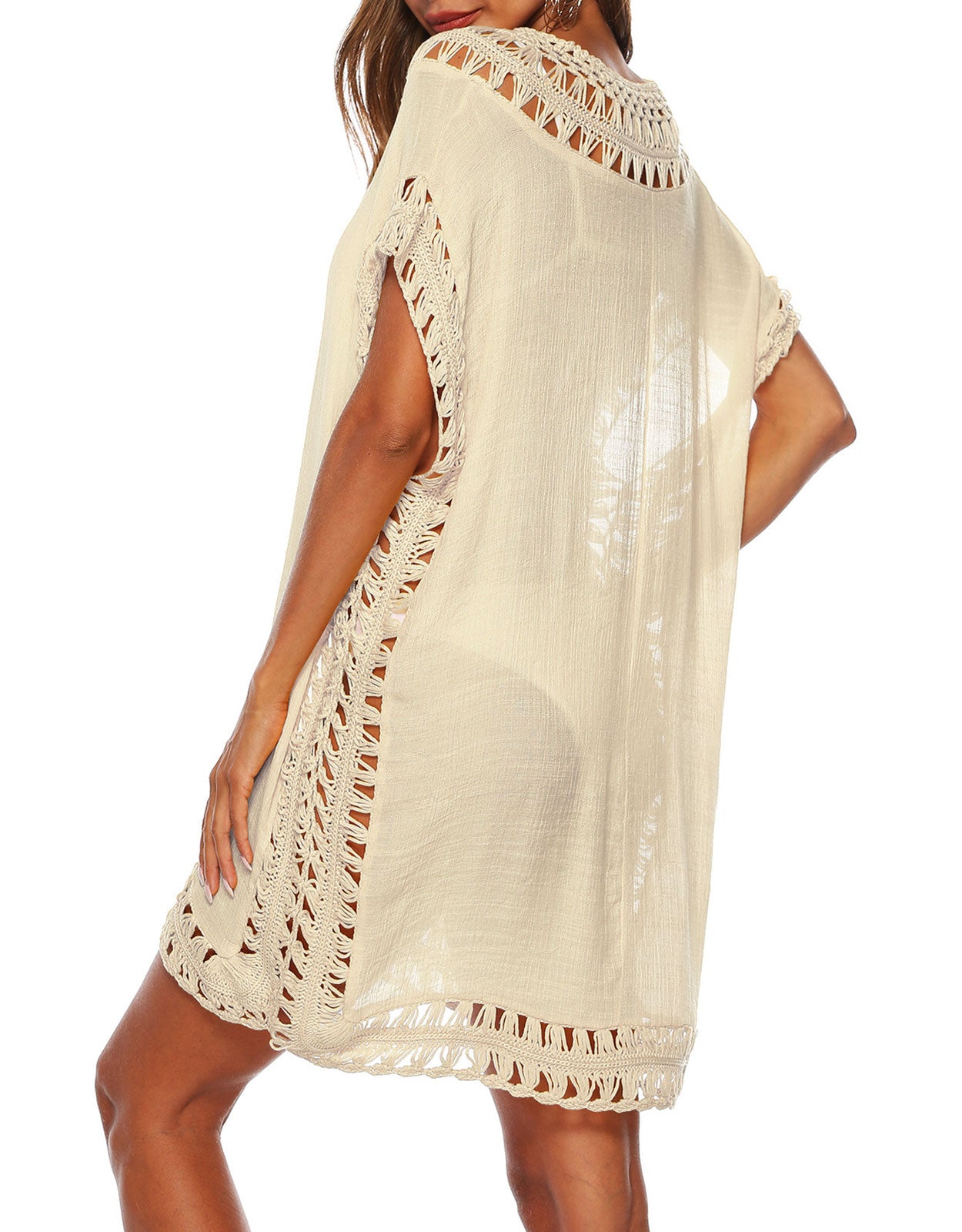 V Neck Swimsuit Crochet Beach Cover Ups