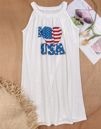 Heart-shaped American flag swimsuit, summer dress