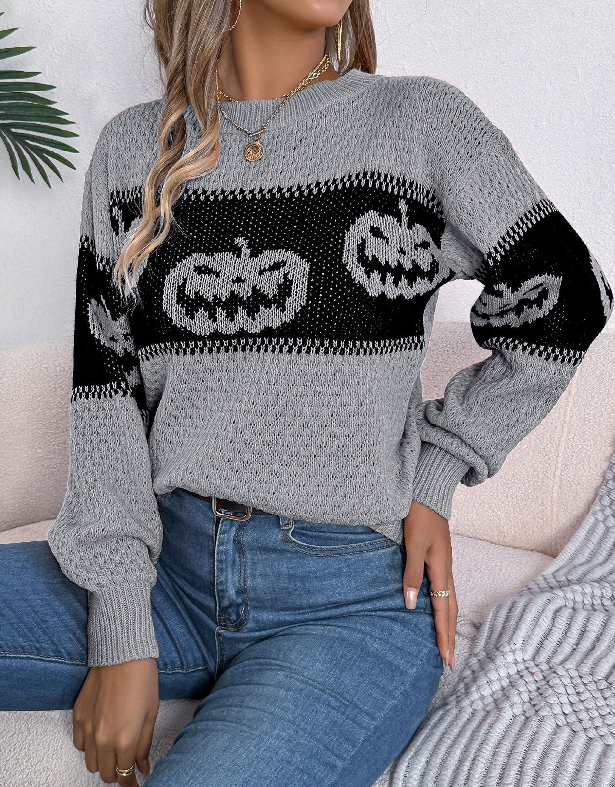 Halloween pumpkin Pattern Sweater