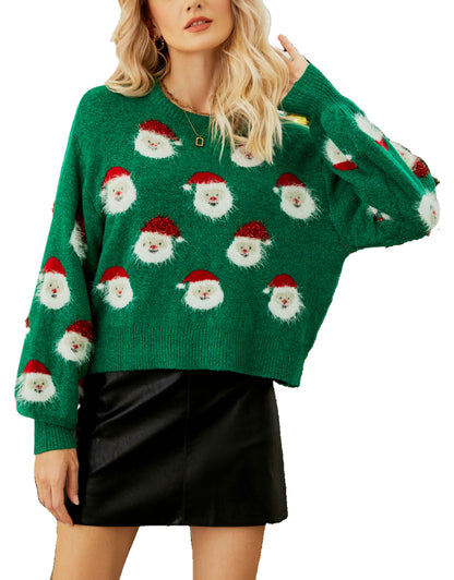 Funny Santa Head Patterns Sweater