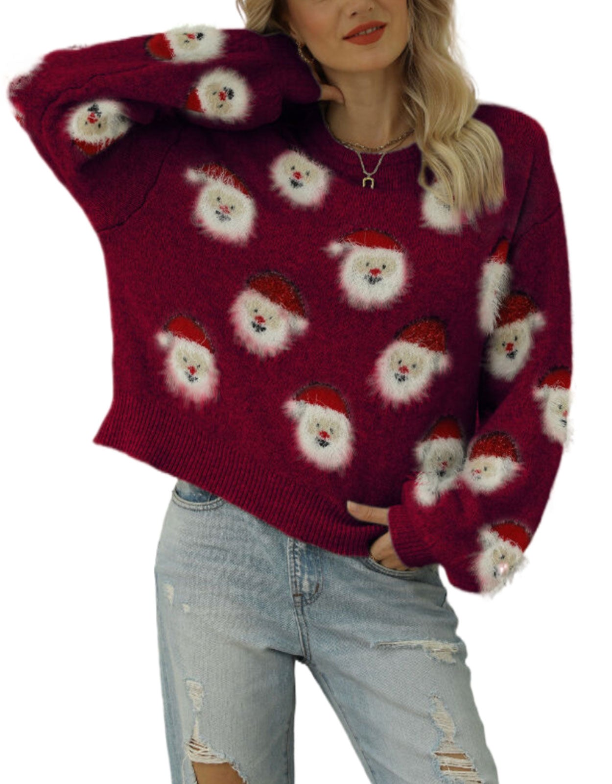 Funny Santa Head Patterns Sweater