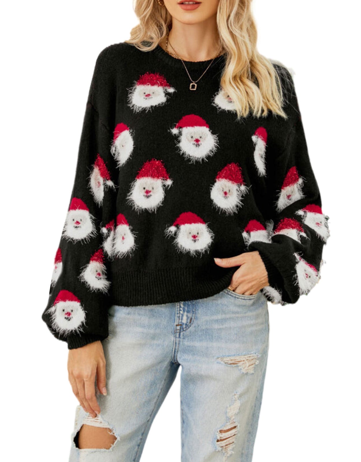 Funny Santa Head Patterns Sweater