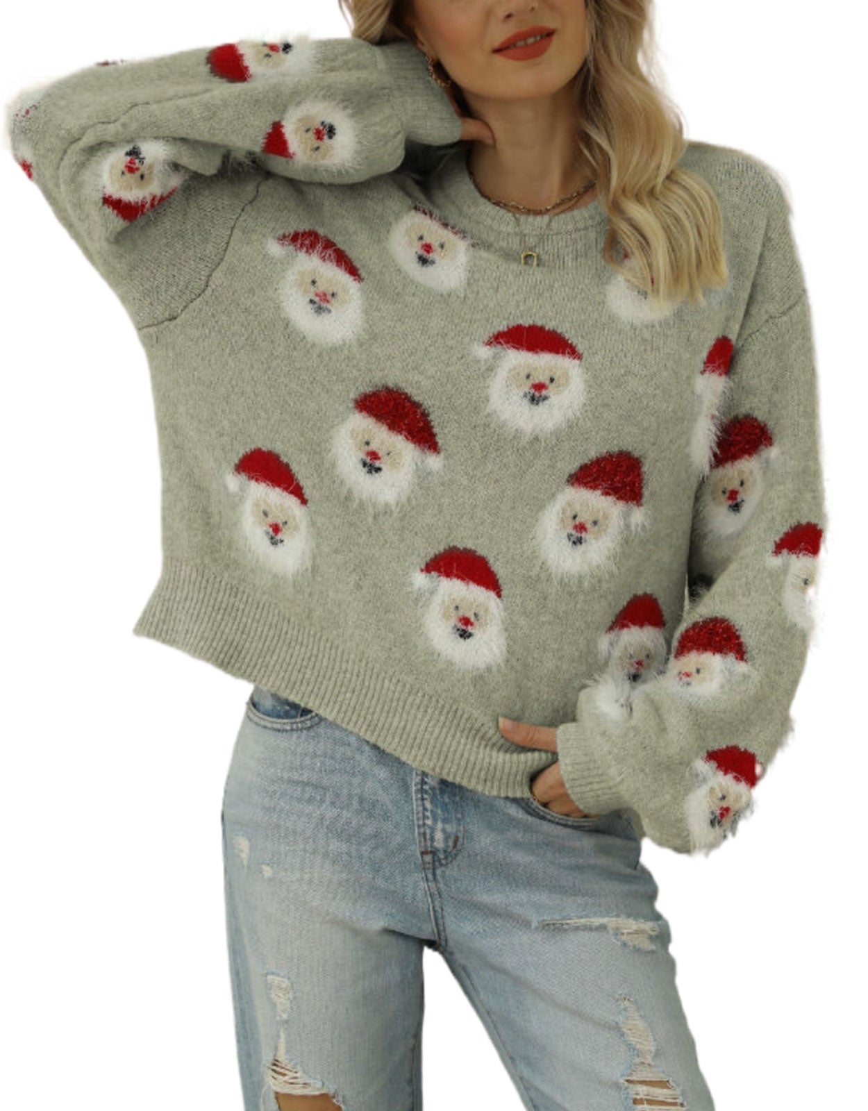 Funny Santa Head Patterns Sweater