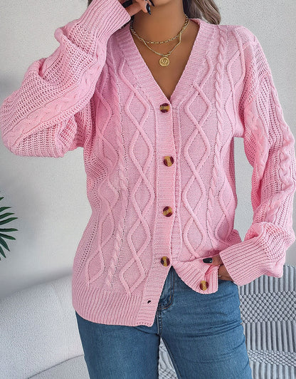 V-Neck Knit Long Sleeve Cardigan