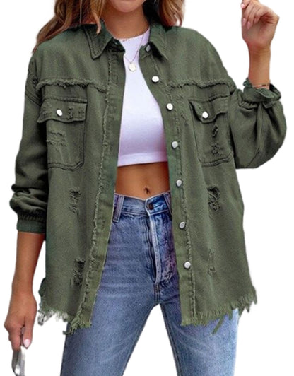 Long Sleeve Pockets Jean Jacket