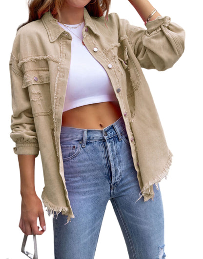 Long Sleeve Pockets Jean Jacket