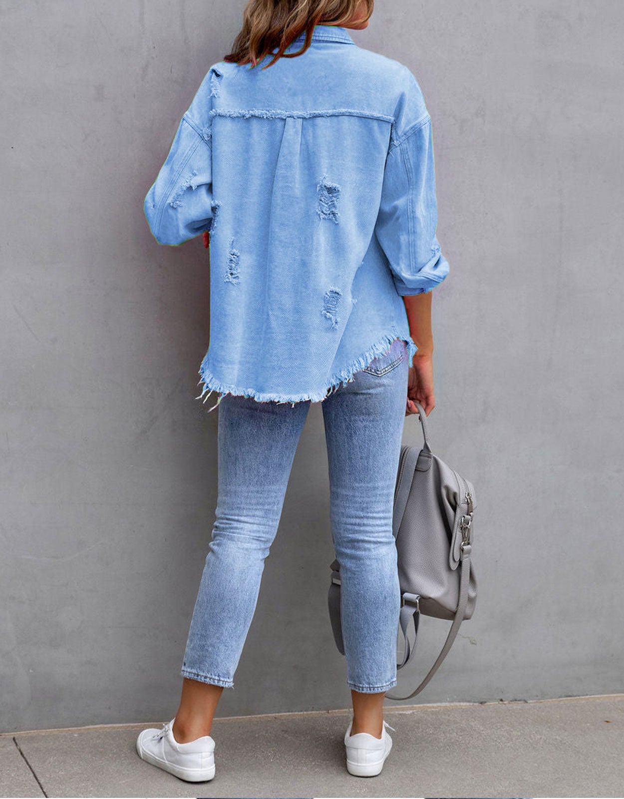 Long Sleeve Pockets Jean Jacket