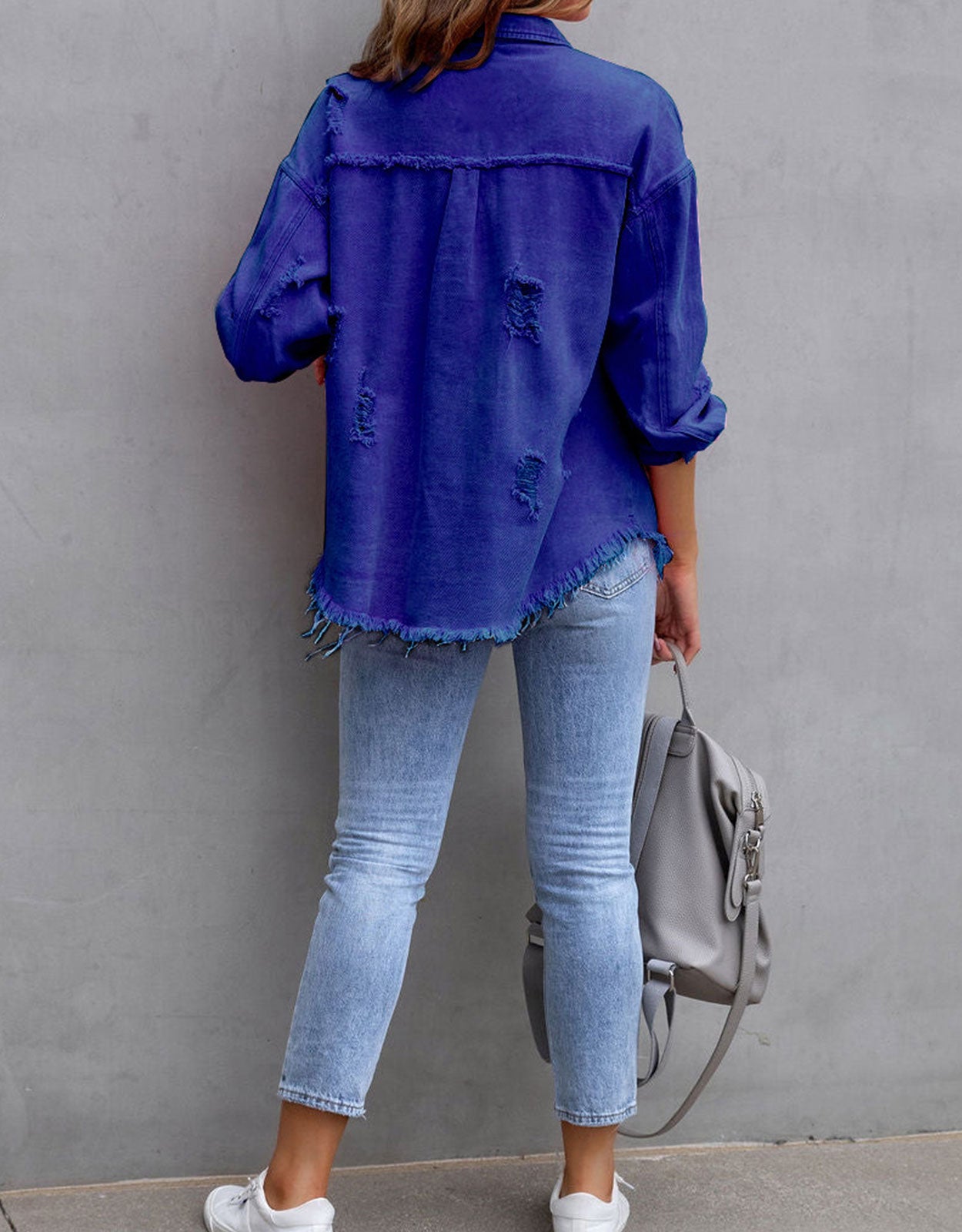 Long Sleeve Pockets Jean Jacket