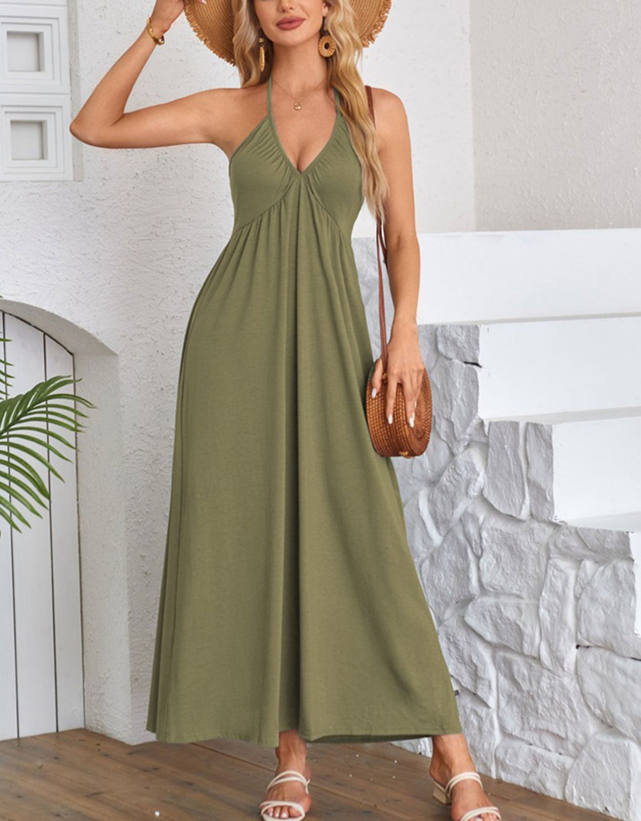 V Neck Sundress Sleeveless Dress