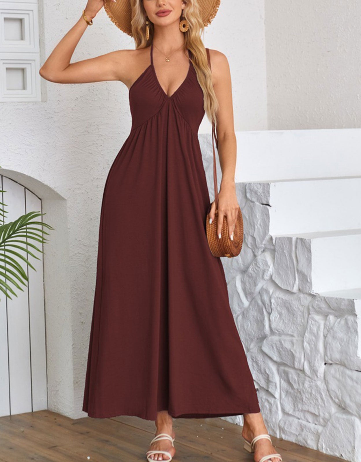 V Neck Sundress Sleeveless Dress