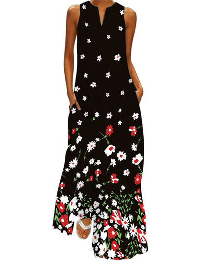 Summer Dresses for Women Butterfly and Floral Printed Maxi Dress