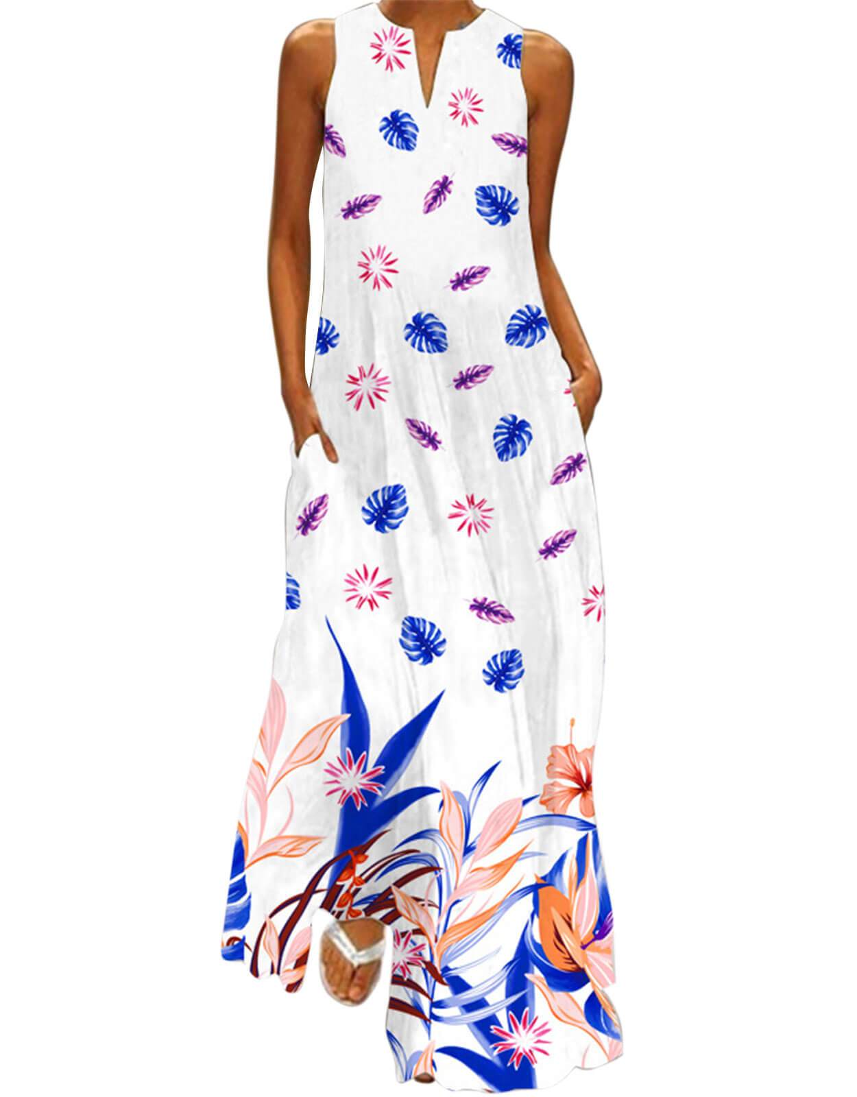 Summer Dresses for Women Butterfly and Floral Printed Maxi Dress