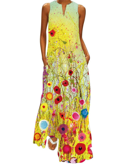 Summer Dresses for Women Butterfly and Floral Printed Maxi Dress