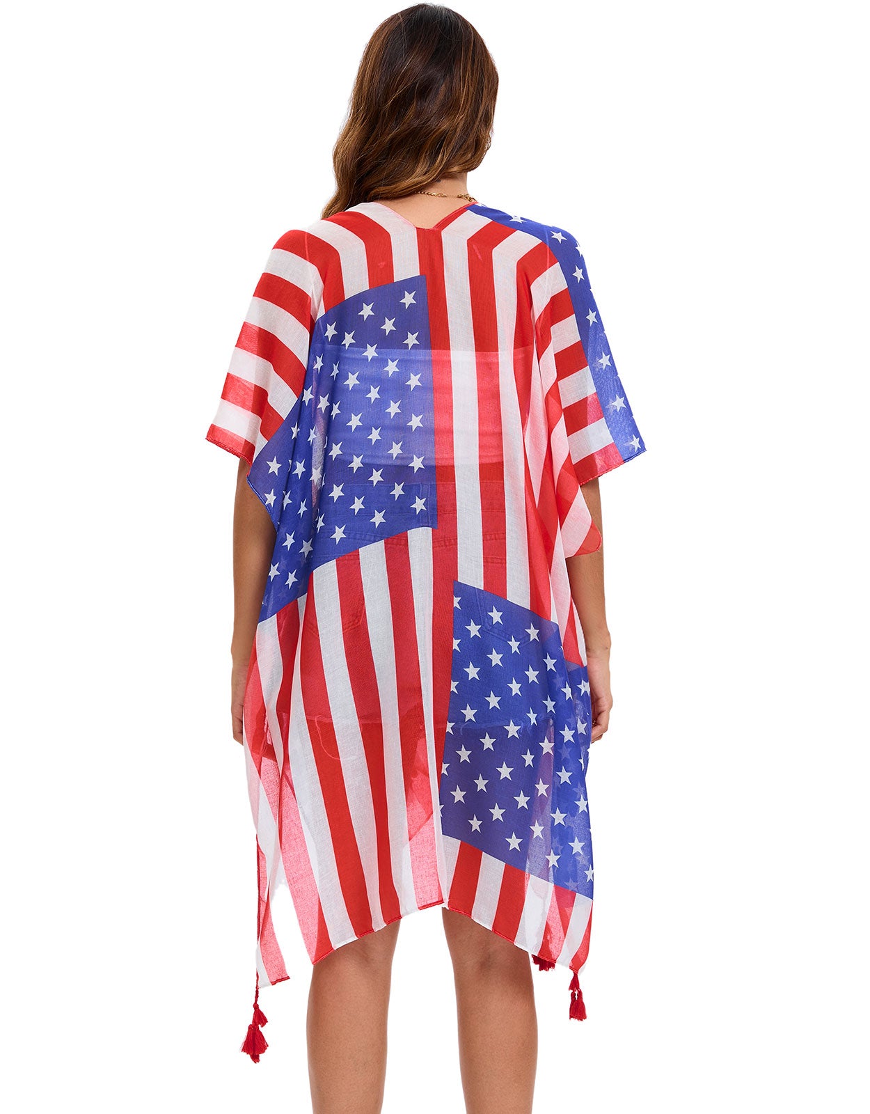 4th of July Stars Patriotic Shawl Lightweight Kimono