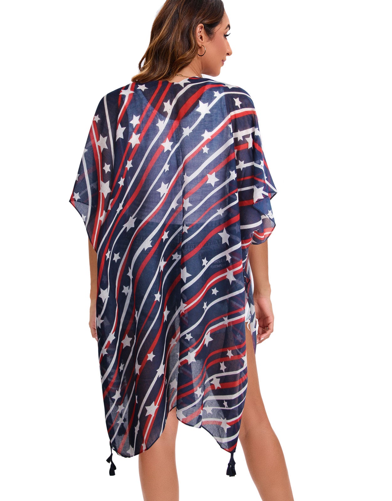 4th of July Stars Patriotic Shawl Lightweight Kimono