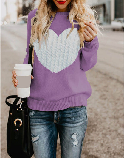 Women Cute Heart Sweater