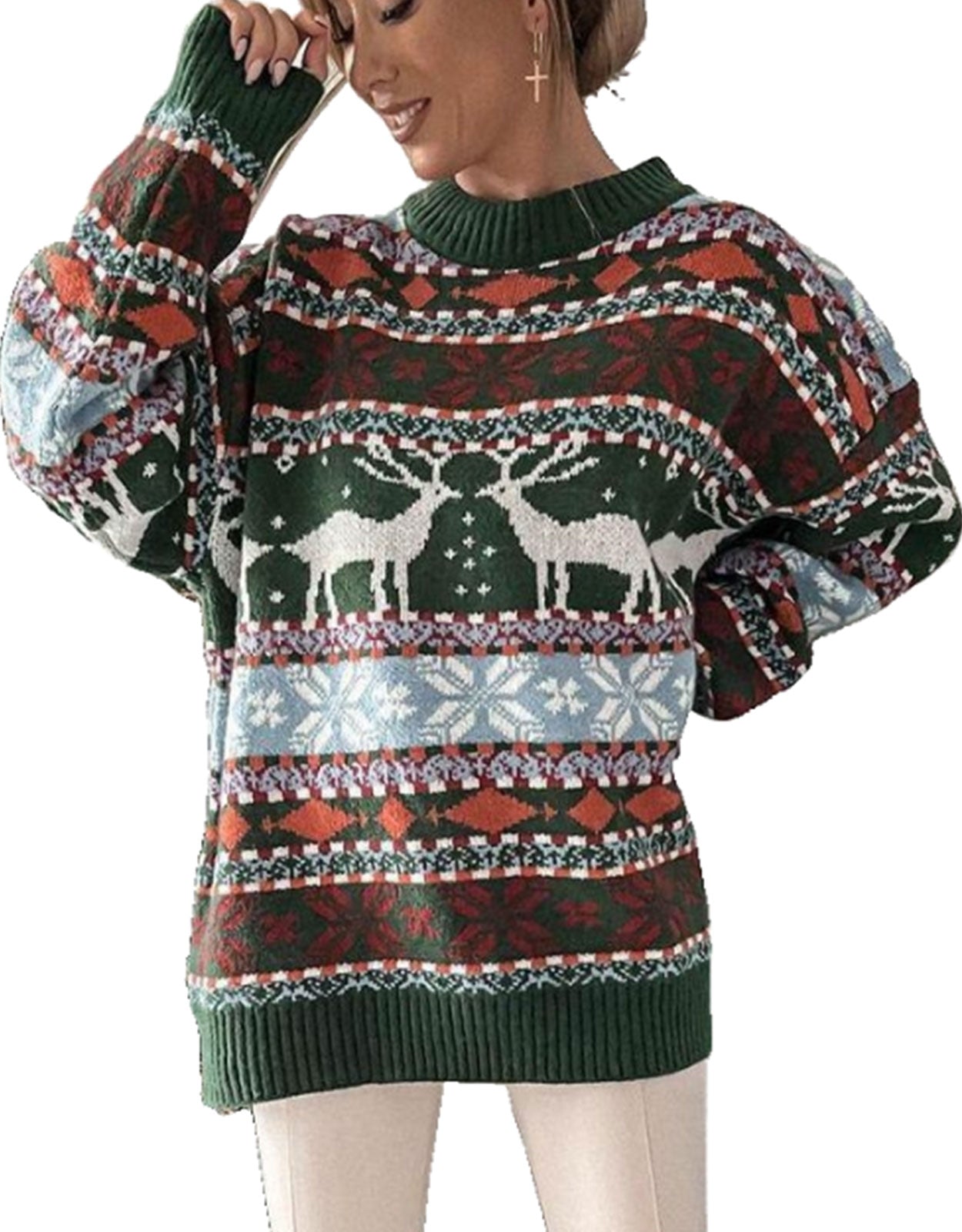 Long Sleeved Deer pattern sweater