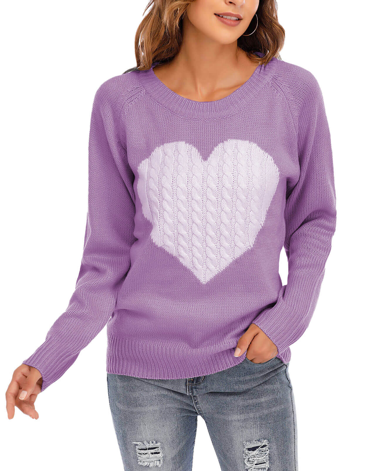 Women Cute Heart Sweater