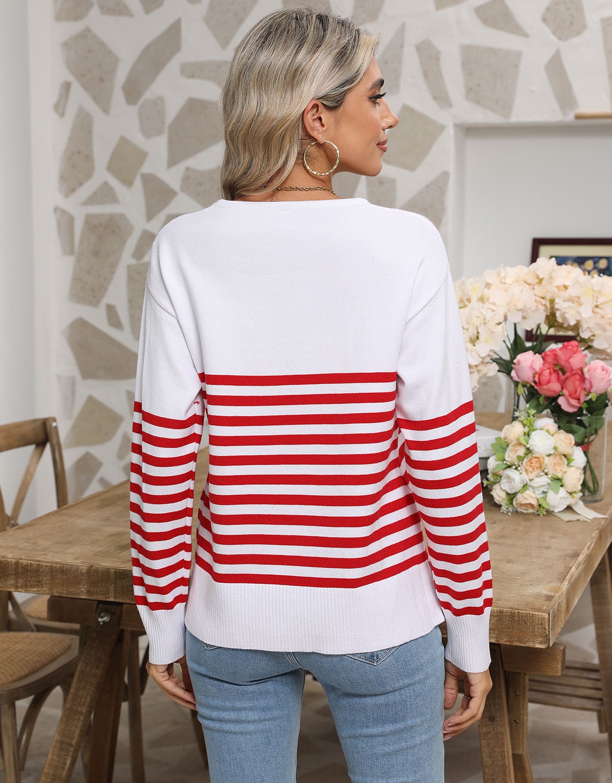 Striped cute heart pullover