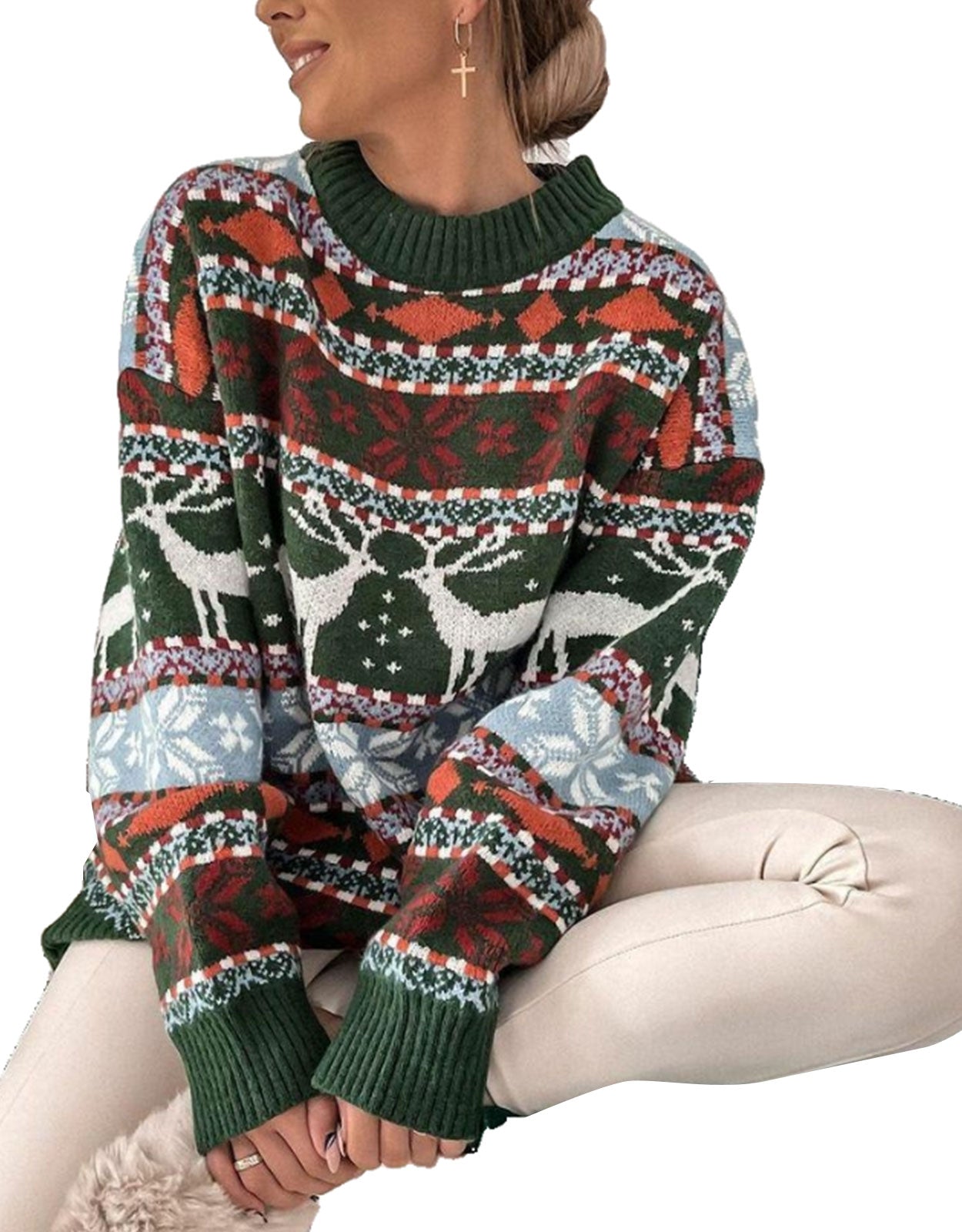 Long Sleeved Deer pattern sweater