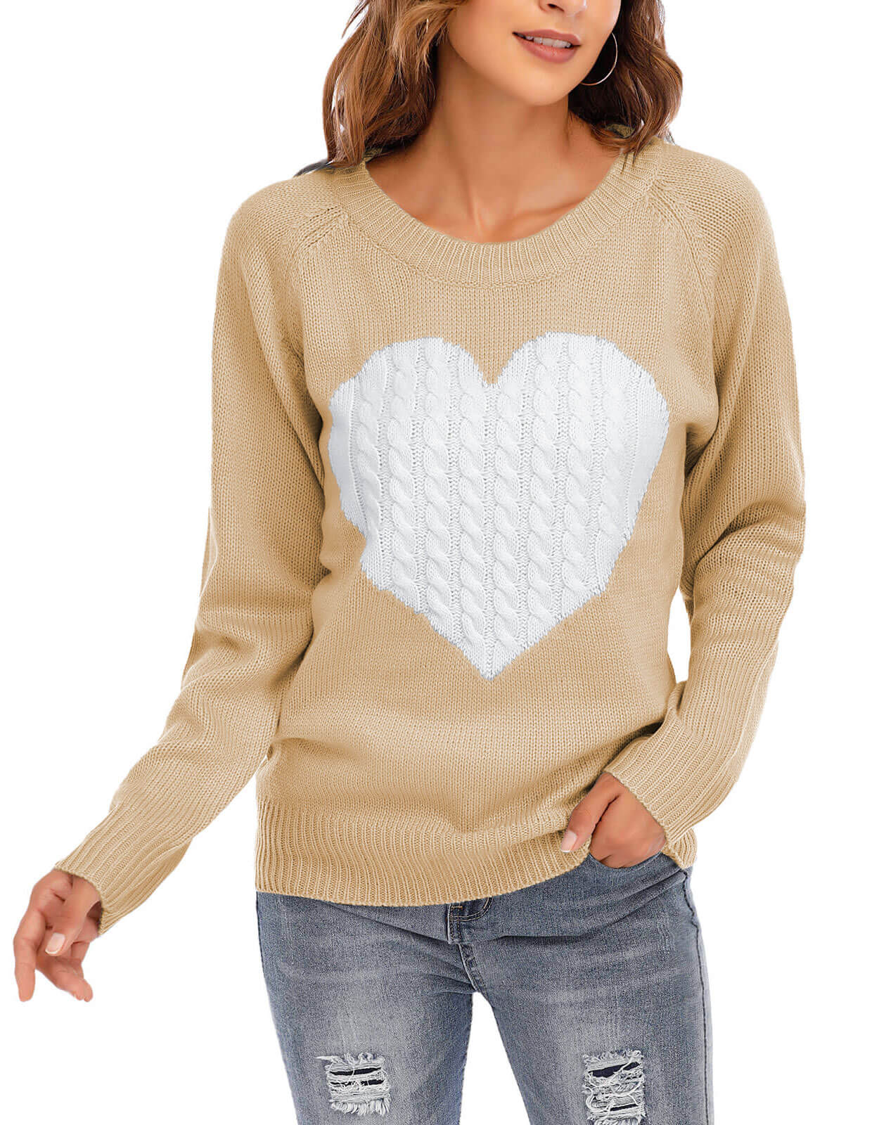 Women Cute Heart Sweater