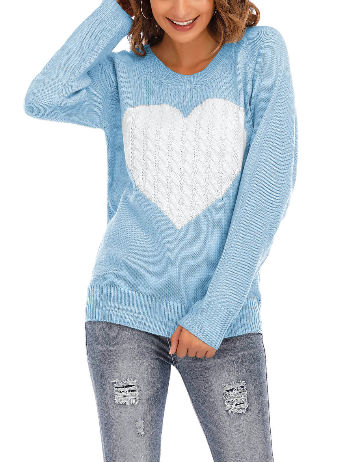 Women Cute Heart Sweater