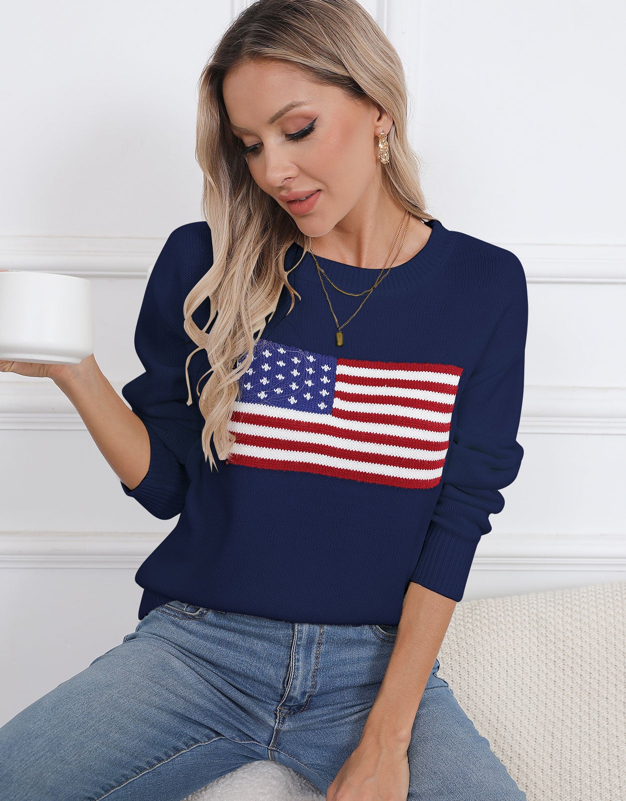 USA Flag Intarsia Sweater