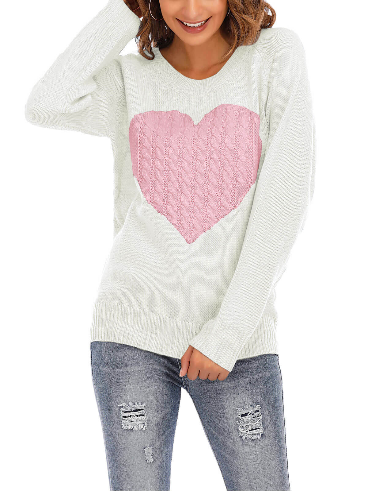 Women Cute Heart Sweater