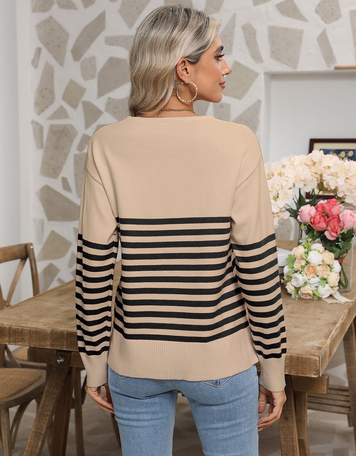 Striped cute heart pullover