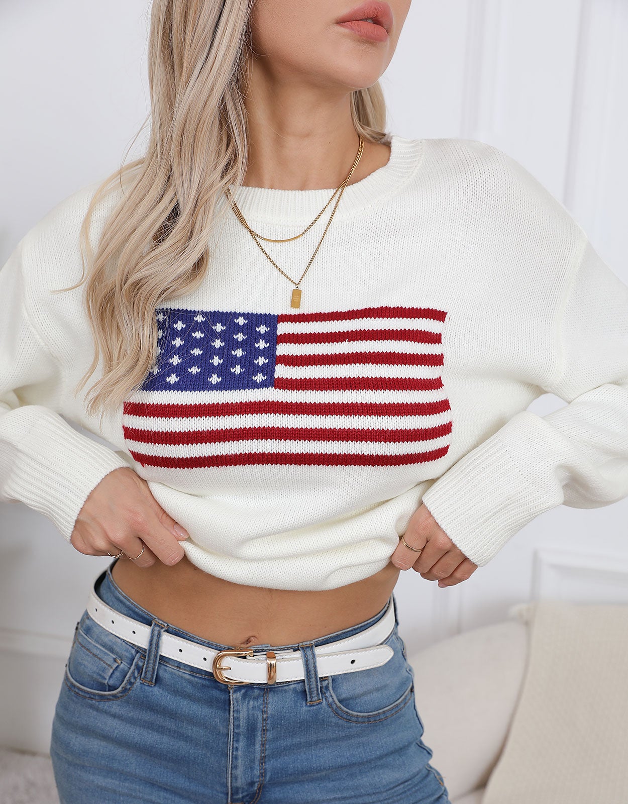 USA Flag Intarsia Sweater