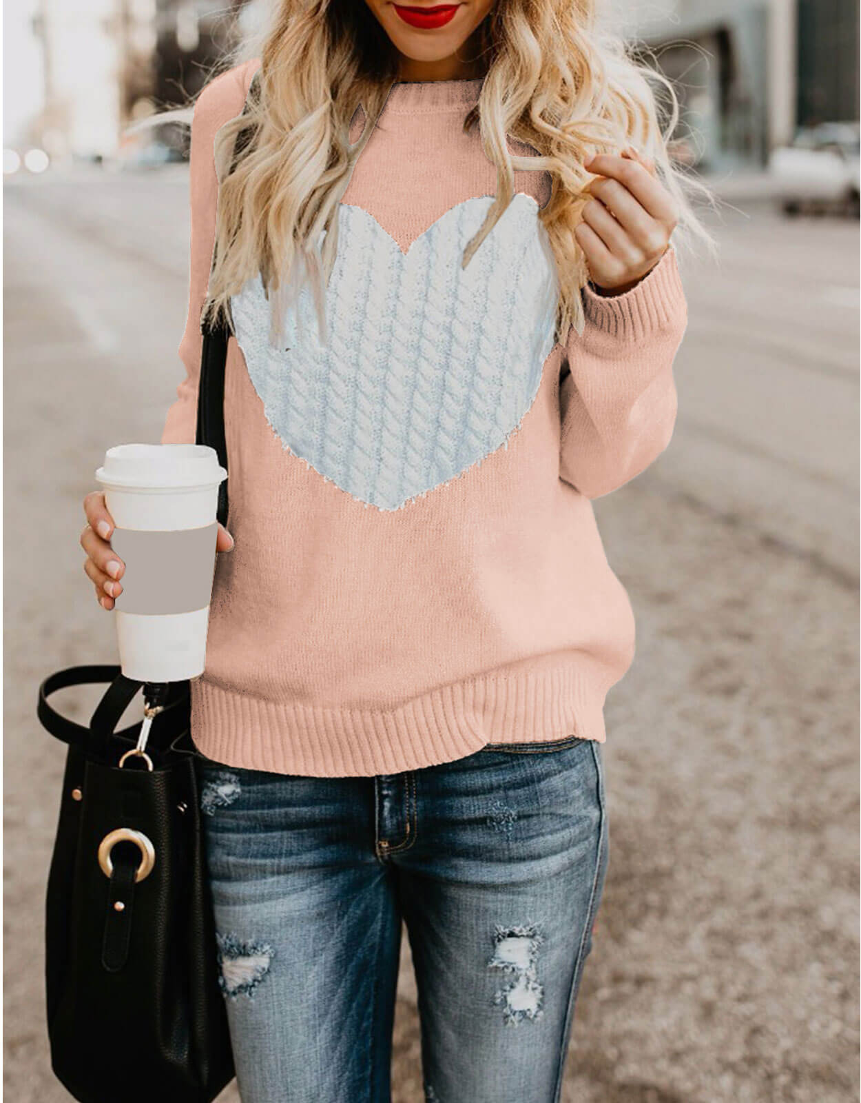 Women Cute Heart Sweater