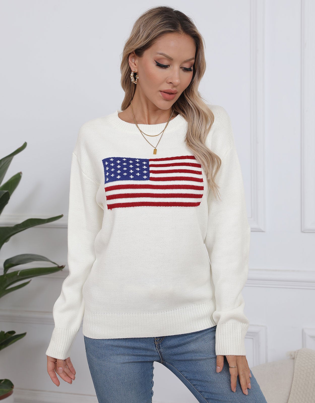 USA Flag Intarsia Sweater