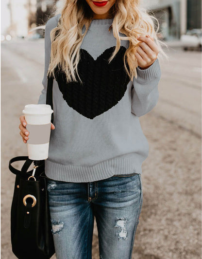 Women Cute Heart Sweater