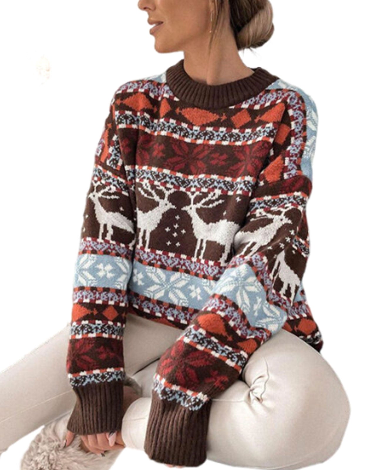 Long Sleeved Deer pattern sweater