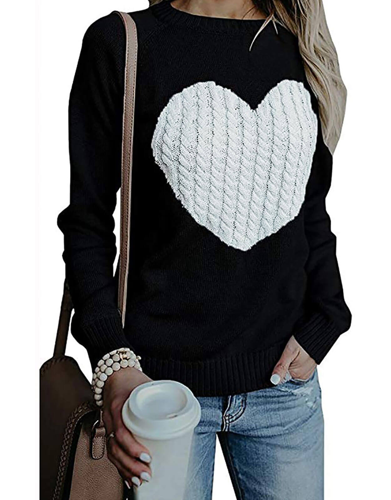 Women Cute Heart Sweater