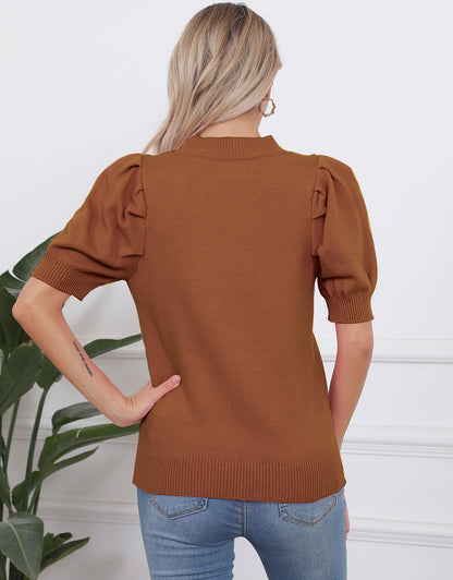 Short Sleeve Crew Neck Pullover Top