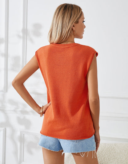 Pumpkin Smiley Sleeveless Sweater