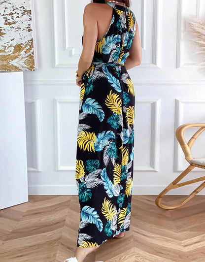 Summer Dresses for Women Halter Sleeveless Print Maxi Dress