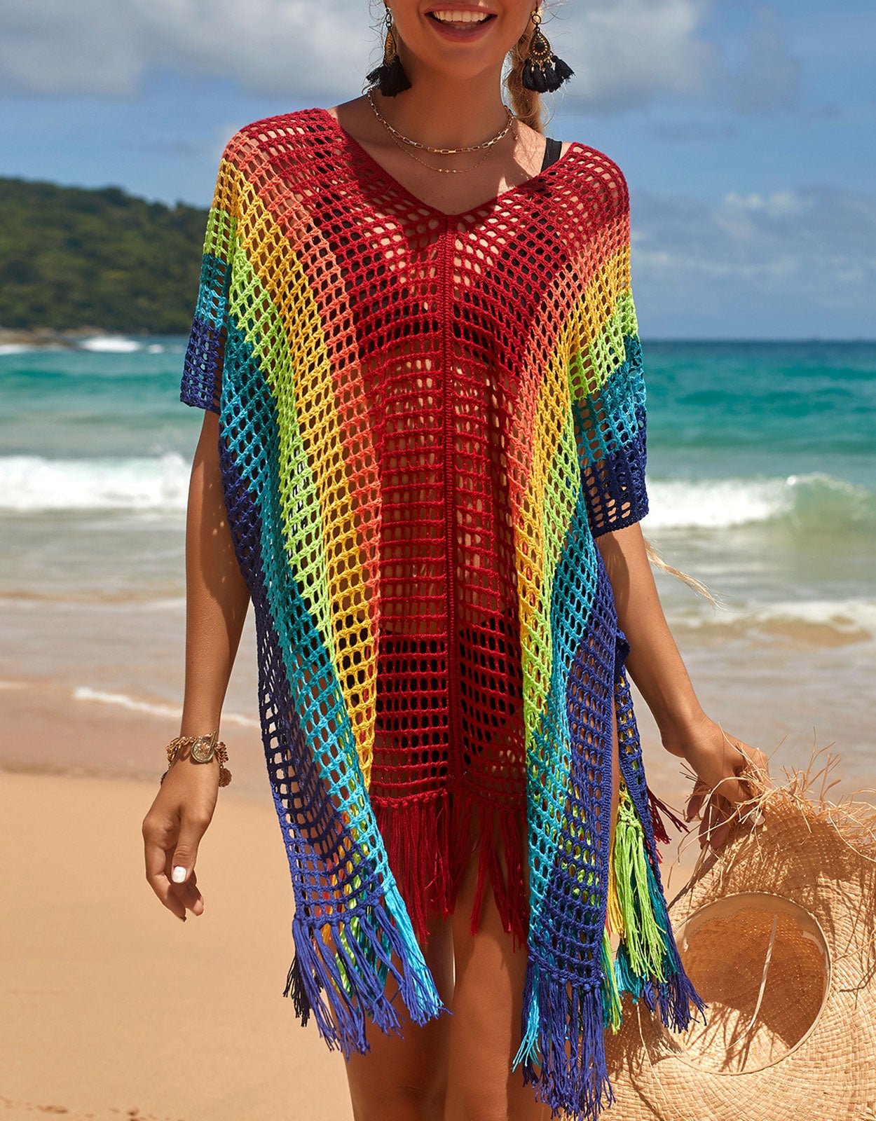 Swimsuit Cover ups for Women Multicolored Beach Dress