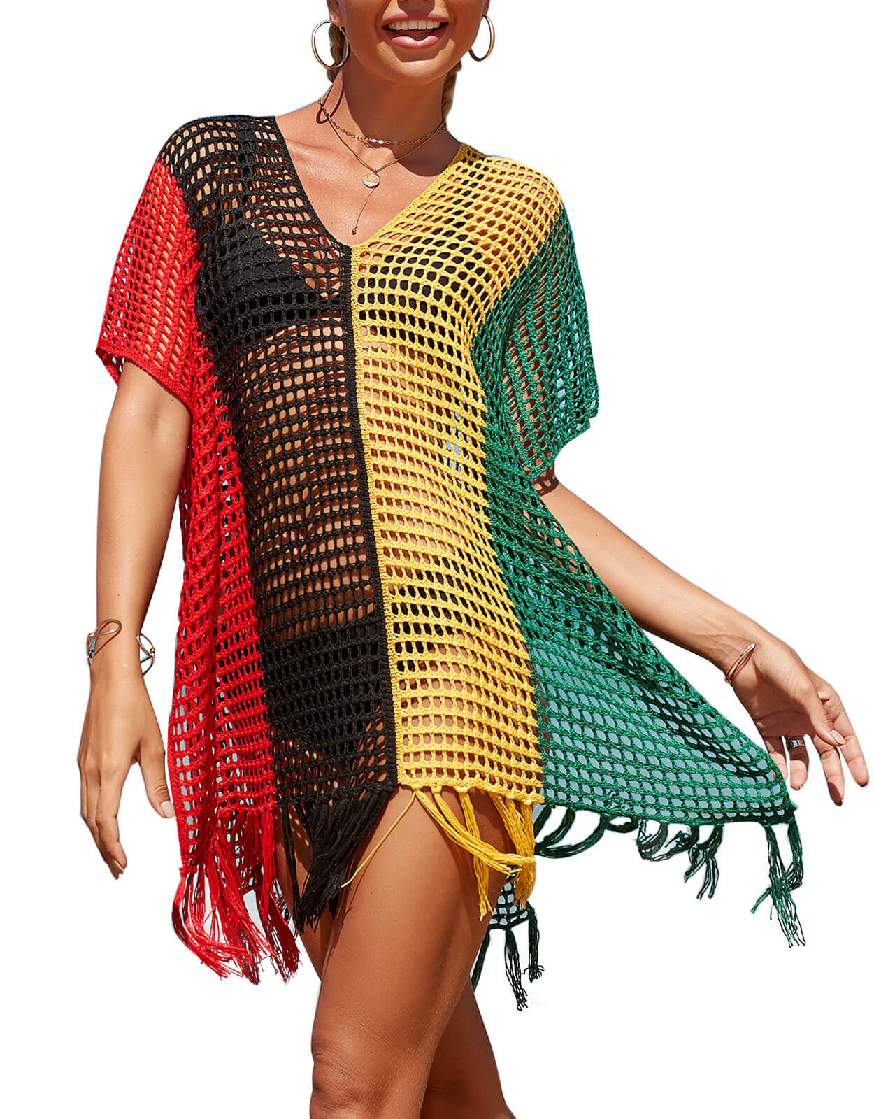 Swimsuit Cover ups for Women Multicolored Beach Dress