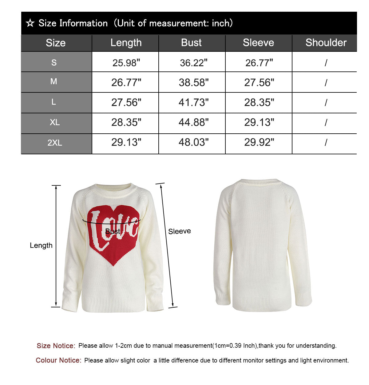 Love Heart Knitted Pullover Sweaters