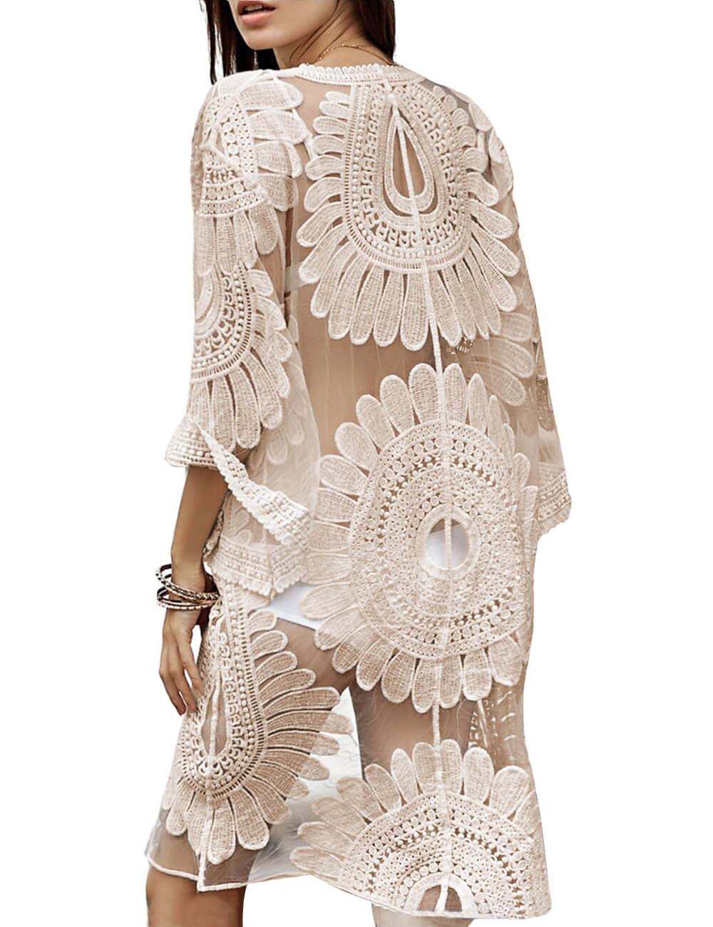 Crochet Lace Beach Swimsuit Kimono Cardigan