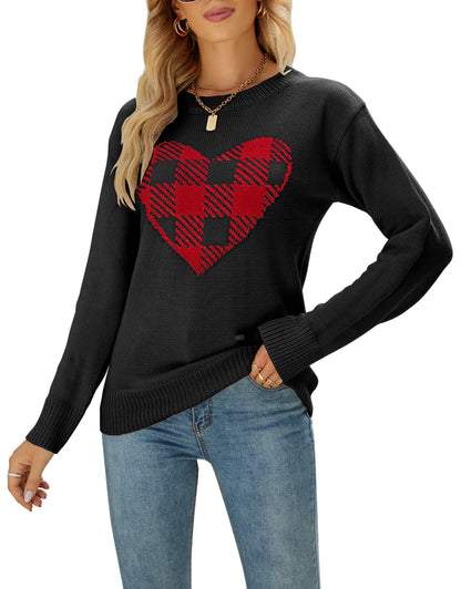 Shermie Crewneck Cute Heart  Sweaters