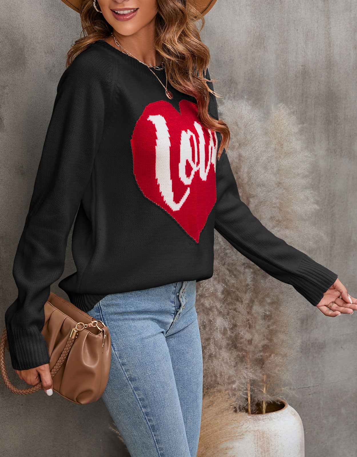 Love Heart Knitted Pullover Sweaters