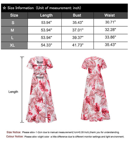 Summer Dresses for Women Tropical Leaf Print Maxi Dress