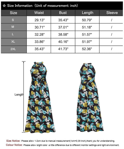 Summer Dresses for Women Halter Sleeveless Print Maxi Dress