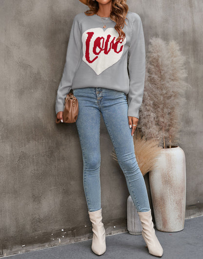 Love Heart Knitted Pullover Sweaters