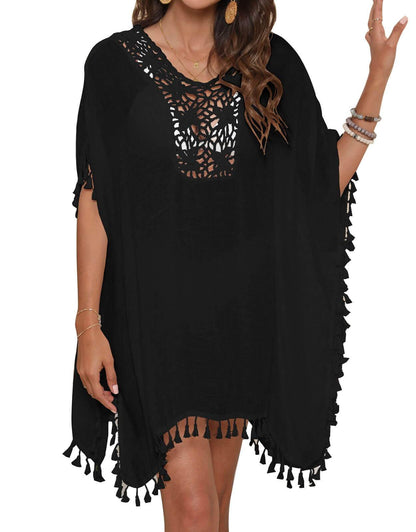 Plus Size Bathing Suit Cover Ups with Fringed Hem